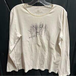 J Jill Womens Long Sleeve T-Shirt, Autumn Print, Size medium, 100% Cotton